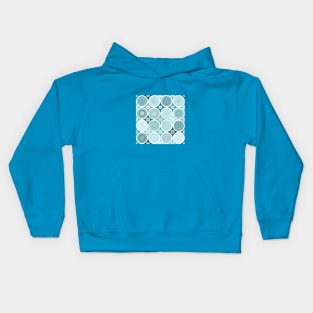 repeating pattern with boho style circles, teal color Kids Hoodie